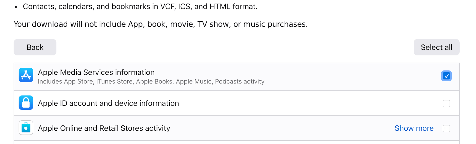 Select the first row Apple Media Services information
